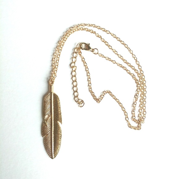 Jewelry - Goldtone Long Feather Pendant Necklace Boho Jewelry - Goldtone Long Feather Pendant Necklace Boho